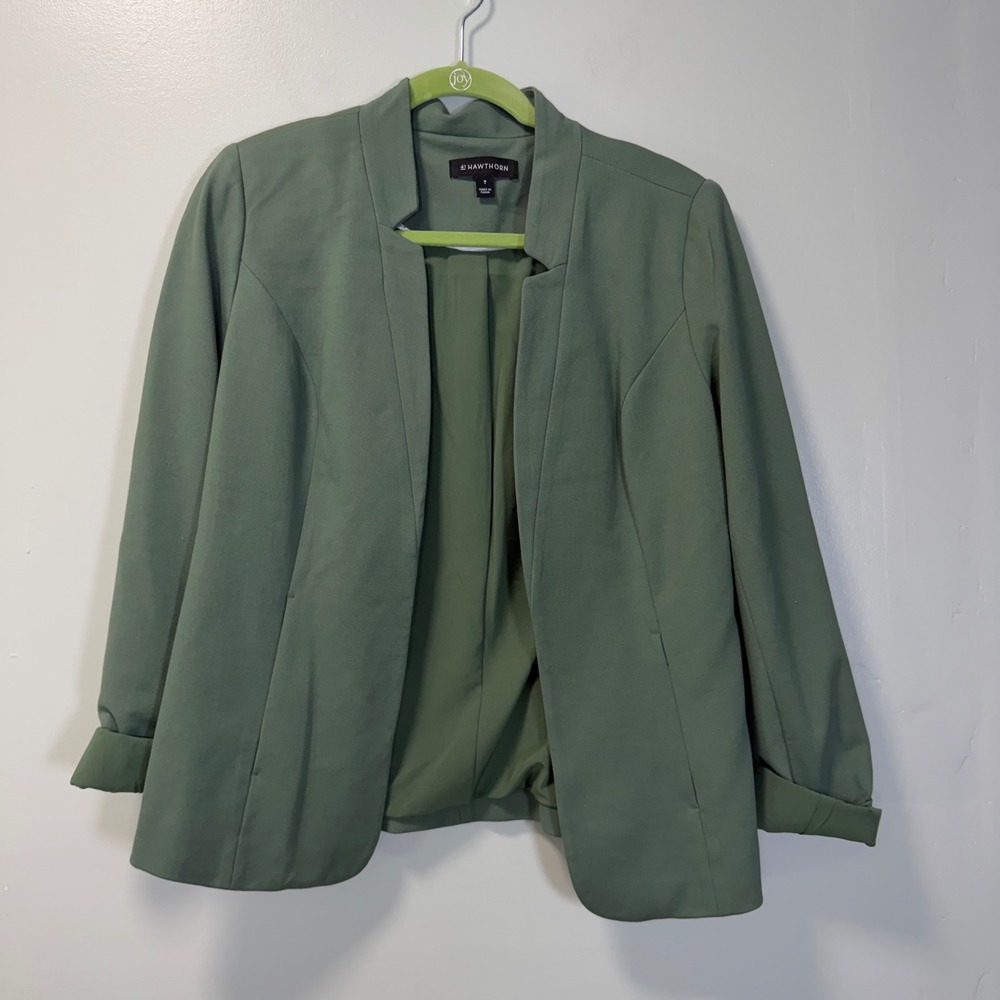 41 Hawthorn Womens Green Open Front Blazer Jacket Office Work WGK30250 Size M